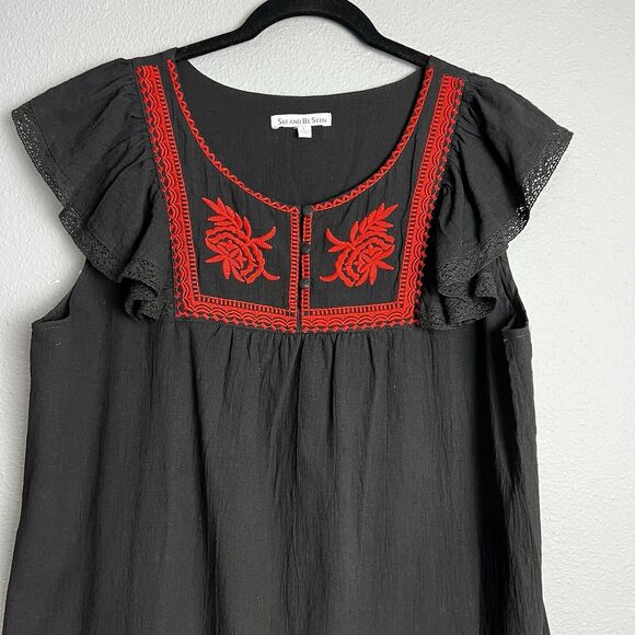 See & Be Seen Floral Embroidered Mini Sheath Dress Dark Romantic Whimsical Artsy - Picture 2 of 13